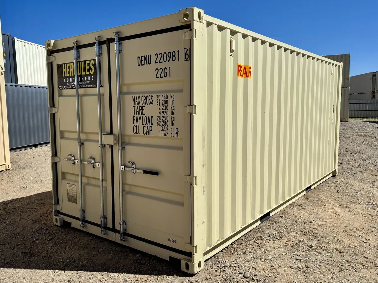 Used 20-foot steel storage container in excellent condition